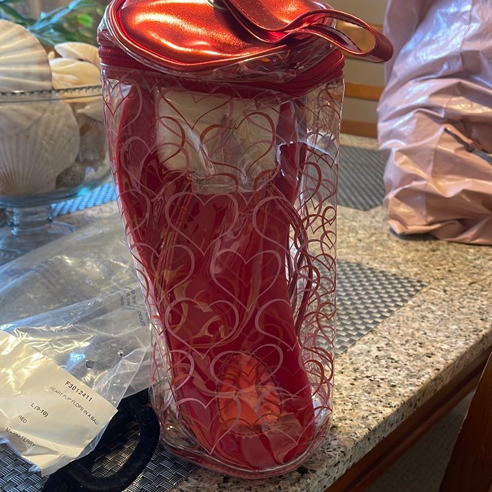 Brand New in Zipper Bag Red Flip Flops